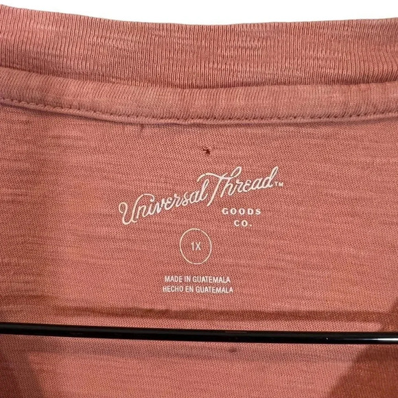 Universal Thread Cropped Short Sleeve T Shirt 1X Muted Faded Orange Crewneck - Picture 4 of 5